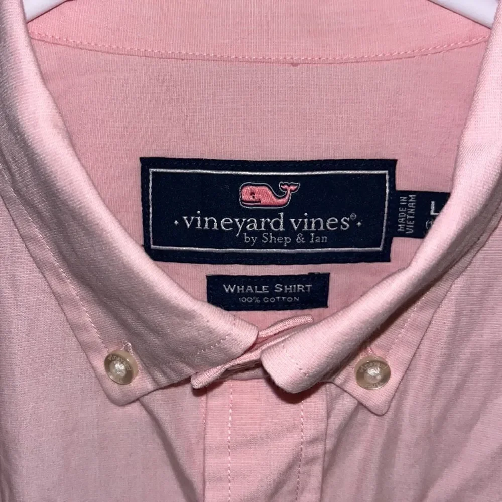 Pink Blue whale Vineyard Vines Whale Youth Kids cotton LS shirt L boys